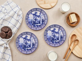 Hermia Juego de 6 Platos para Postre Antique Blue en Porcelana Azule y Blanco